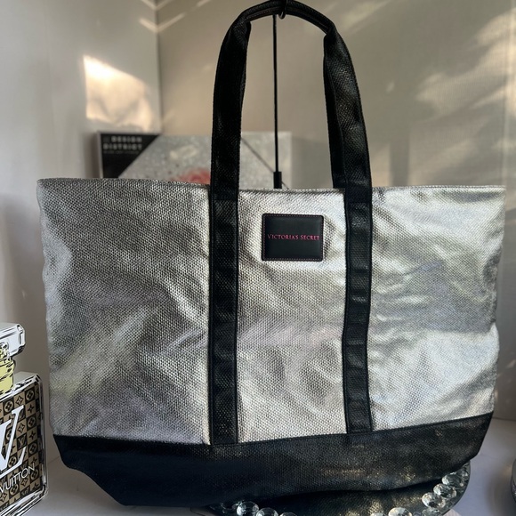 Victoria's Secret Other - Victoria's Secret Silver and Black Tote Bag  24X15